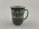 Polish Pottery Bistro Mug White Pansies UNIKAT