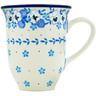 Polish Pottery Bistro Mug White Pansy