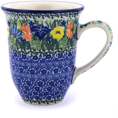 Polish Pottery Bistro Mug Wild Flower Lake UNIKAT