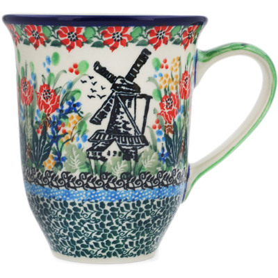 Polish Pottery Bistro Mug Windmill Meadow UNIKAT