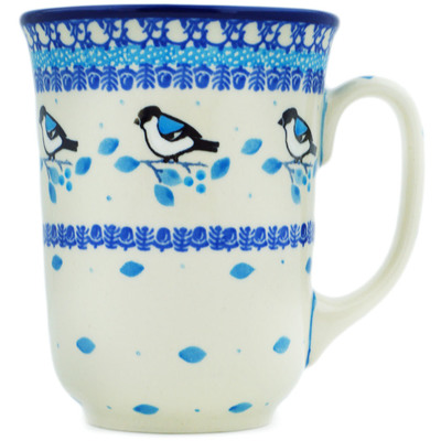 Polish Pottery Bistro Mug Winter Sparrow