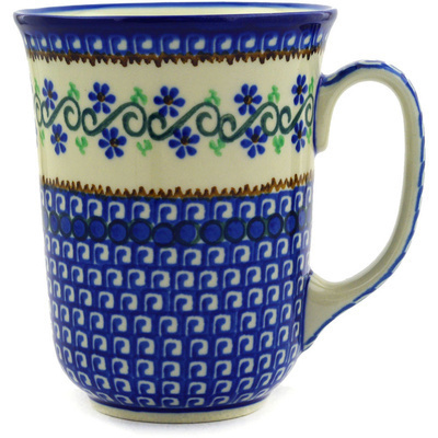 Polish Pottery Bistro Mug Woven Pansies