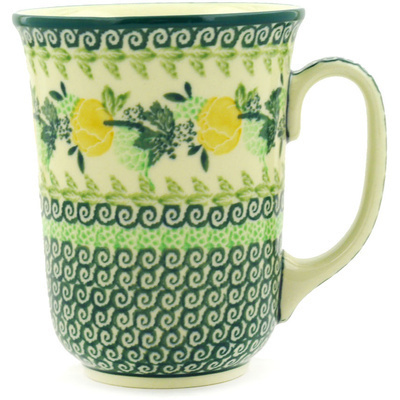 Polish Pottery Bistro Mug Yellow Cabbage Rose