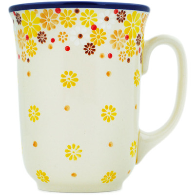 Polish Pottery Bistro Mug Yellow Daisy Chain