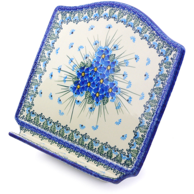 Polish Pottery Book Stand 9&quot; Forget Me Not UNIKAT