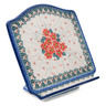 Polish Pottery Book Stand 9&quot; Pink Forget Me Not UNIKAT