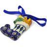 Polish Pottery Boot Ornament 2 oz Peacock Leaves