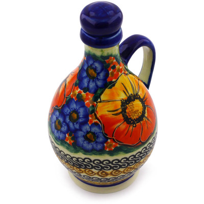 Polish Pottery Bottle 12 oz Bright Beauty UNIKAT