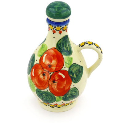 Polish Pottery Bottle 13 oz Red Apples UNIKAT