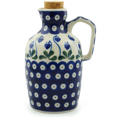 Polish Pottery Bottle 16 oz Bleeding Heart Peacock