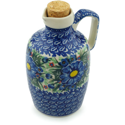 Polish Pottery Bottle 16 oz Blue Bud Delight UNIKAT