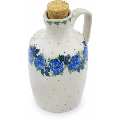 Polish Pottery Bottle 16 oz Blue Rose