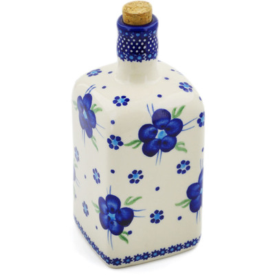 Polish Pottery Bottle 18 oz Bleu-belle Fleur