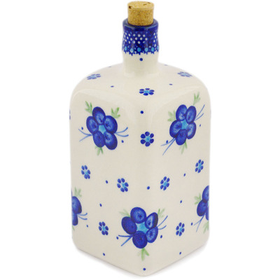 Polish Pottery Bottle 18 oz Bleu-belle Fleur