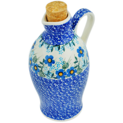 Polish Pottery Bottle 19 oz Blue Joy