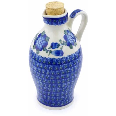 Polish Pottery Bottle 19 oz Blue Poppies