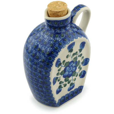 Polish Pottery Bottle 19 oz Blue Poppies