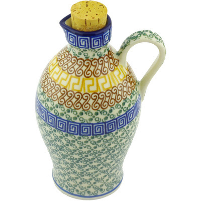 Polish Pottery Bottle 19 oz Grecian Sea