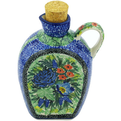 Polish Pottery Bottle 19 oz Joyful Blue UNIKAT