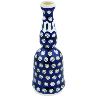 Polish Pottery Bottle 23 oz Peacock Leaves