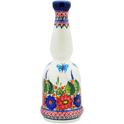 Polish Pottery Bottle 23 oz Spring Splendor UNIKAT