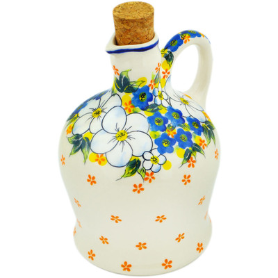 Polish Pottery Bottle 26 oz Floating Florals UNIKAT