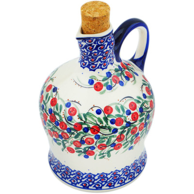 Polish Pottery Bottle 26 oz Patriotic Blooms UNIKAT