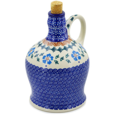 Polish Pottery Bottle 29 oz Blue Cornflower
