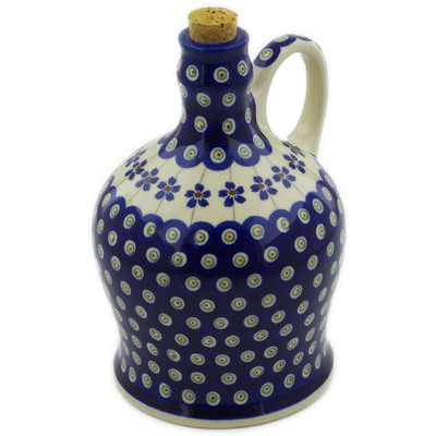 Polish Pottery Bottle 29 oz Flowering Peacock