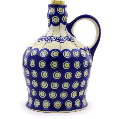 Polish Pottery Bottle 29 oz Flowering Peacock