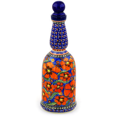 Polish Pottery Bottle 30 oz Poppies UNIKAT