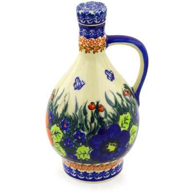 Polish Pottery Bottle 34 oz Butterfly Splendor UNIKAT