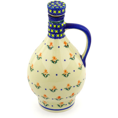 Polish Pottery Bottle 34 oz Cocentric Tulips