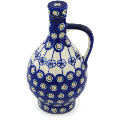 Polish Pottery Bottle 34 oz Flowering Peacock