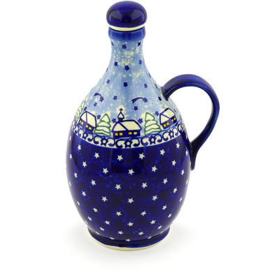 Polish Pottery Bottle 34 oz Village Stars UNIKAT