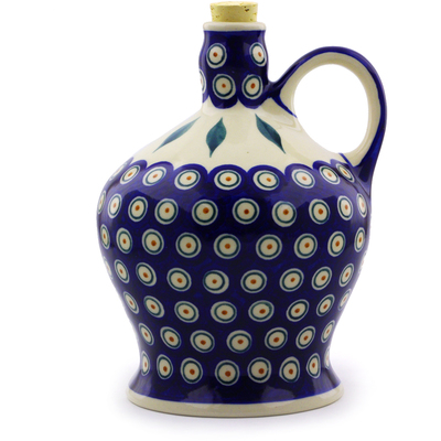 Polish Pottery Bottle 40 oz Peacock