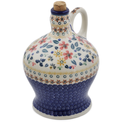 Polish Pottery Bottle 40 oz Red Anemone Meadow UNIKAT