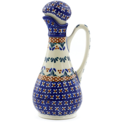 Polish Pottery Bottle 5 oz Blue Cress