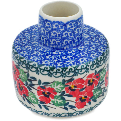 Polish Pottery Bottle 6 oz Red Pansy