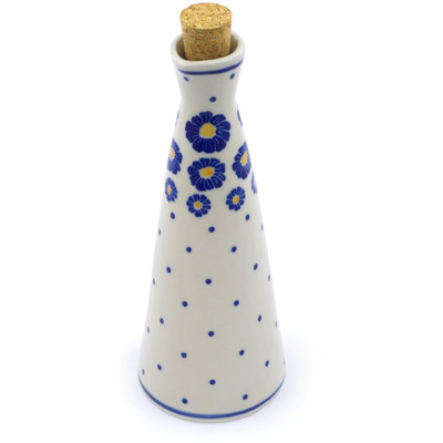 Polish Pottery Bottle 7 oz Blue Zinnia