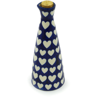 Polish Pottery Bottle 7 oz Hypnotic Hearts