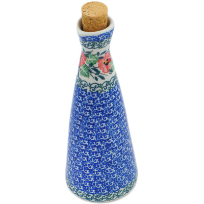 Polish Pottery Bottle 7 oz Red Pansy