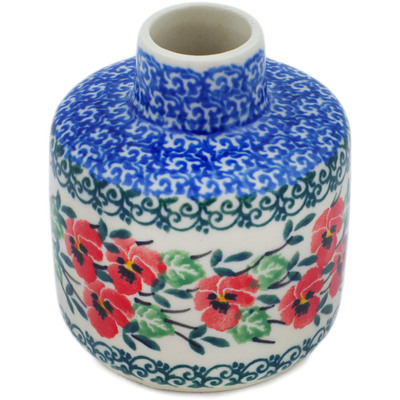 Polish Pottery Bottle 7 oz Red Pansy