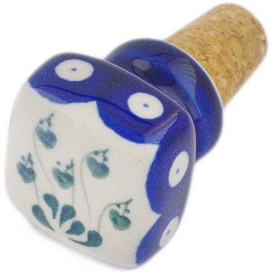 Polish Pottery Bottle Stopper 2&quot; Bleeding Heart Peacock