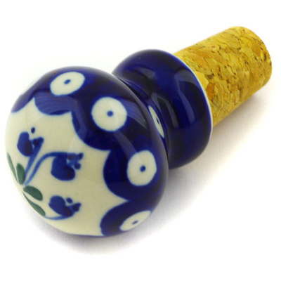 Polish Pottery Bottle Stopper 2&quot; Bleeding Heart Peacock