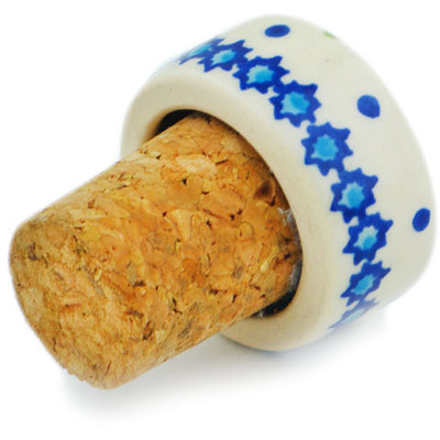 Polish Pottery Bottle Stopper 2&quot; Bleu-belle Fleur