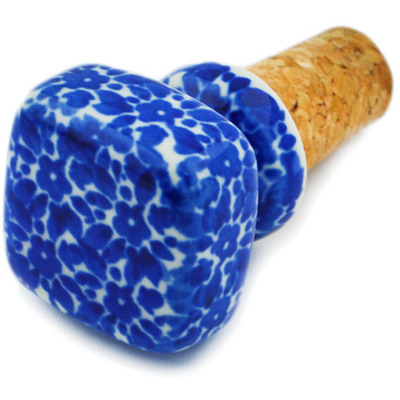 Polish Pottery Bottle Stopper 2&quot; Blue Bounty