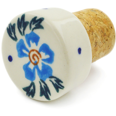 Polish Pottery Bottle Stopper 2&quot; Blue Cornflower