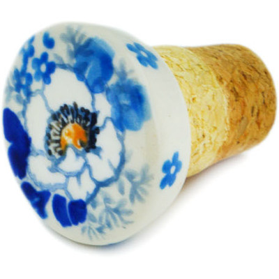 Polish Pottery Bottle Stopper 2&quot; Blue Spring
