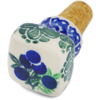 Polish Pottery Bottle Stopper 2&quot; Blueberry Fields Forever